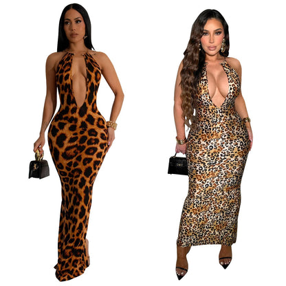 leopard print long dress