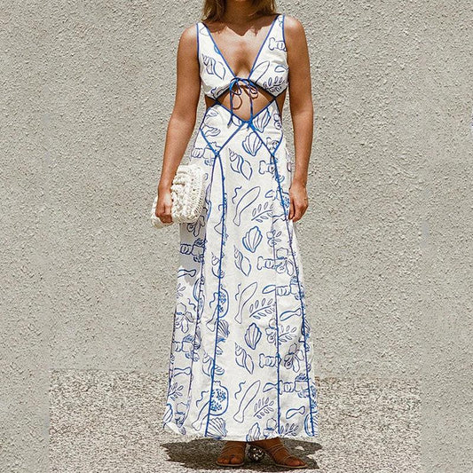 Hollow printed dress