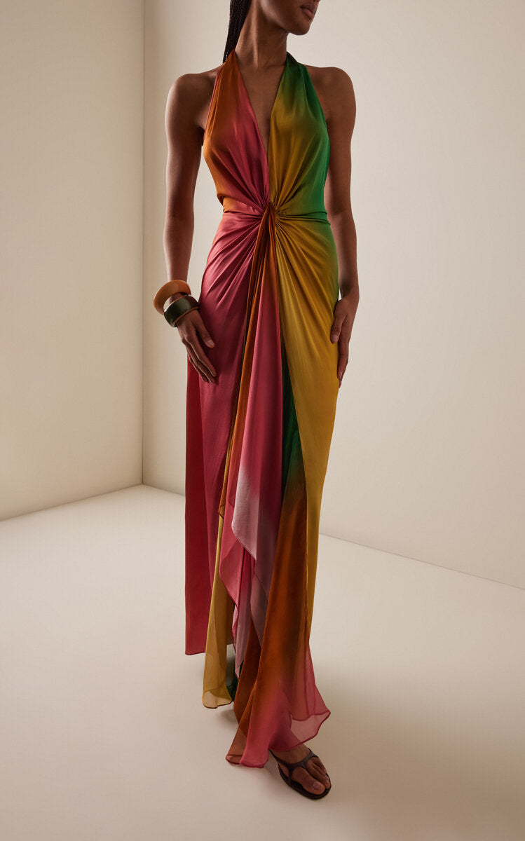 Velvet long off-shoulder dress