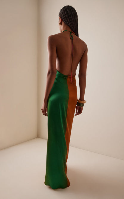 Velvet long off-shoulder dress