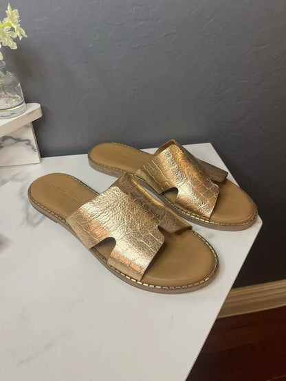 Women's Leather Metallic Sandals