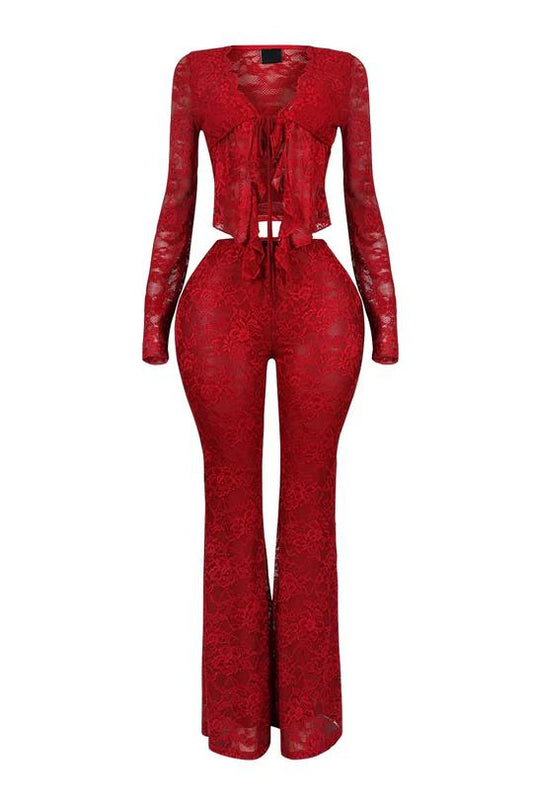 Lace Top & Wide Pants SET