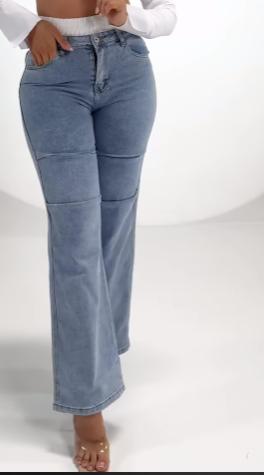 Patchwork straight-leg jeans