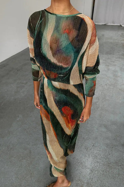 Green pleated stretch dress