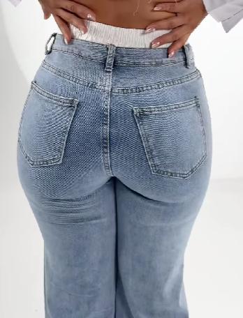 Patchwork straight-leg jeans