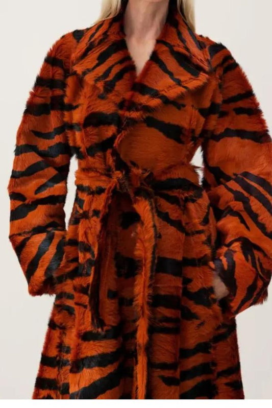 Wool tiger print coat