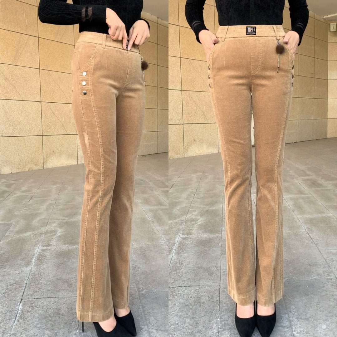 New Women's Corduroy High Waist High Elastic Warm Pants【Buy two for free shipping】