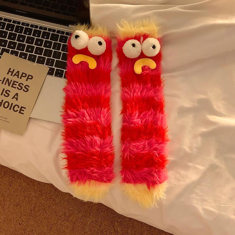 Cute Plush Socks with Big Eyes