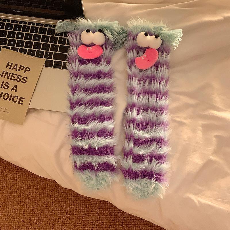 Cute Plush Socks with Big Eyes