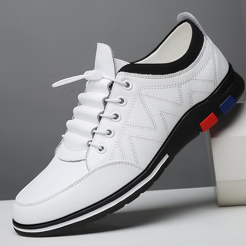 Low top casual leather breathable men's casual shoes