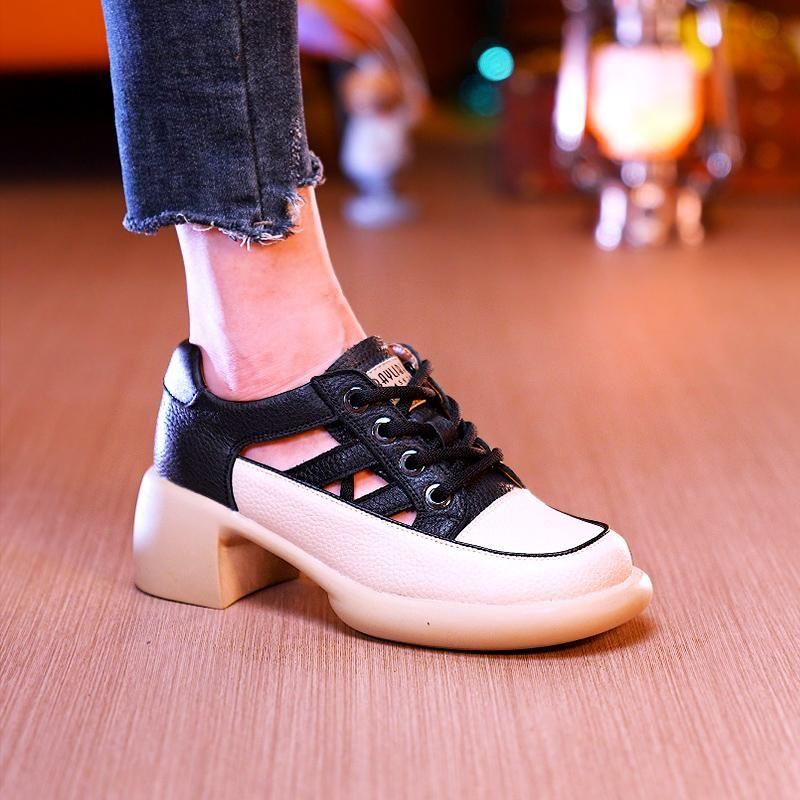 New Round Toe Soft Leather High Top Sandals