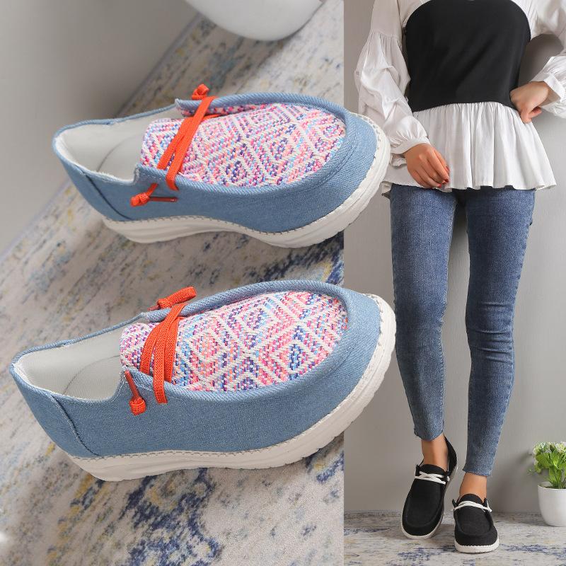 Ladies Lace-Up Flat Canvas Casual Shoes