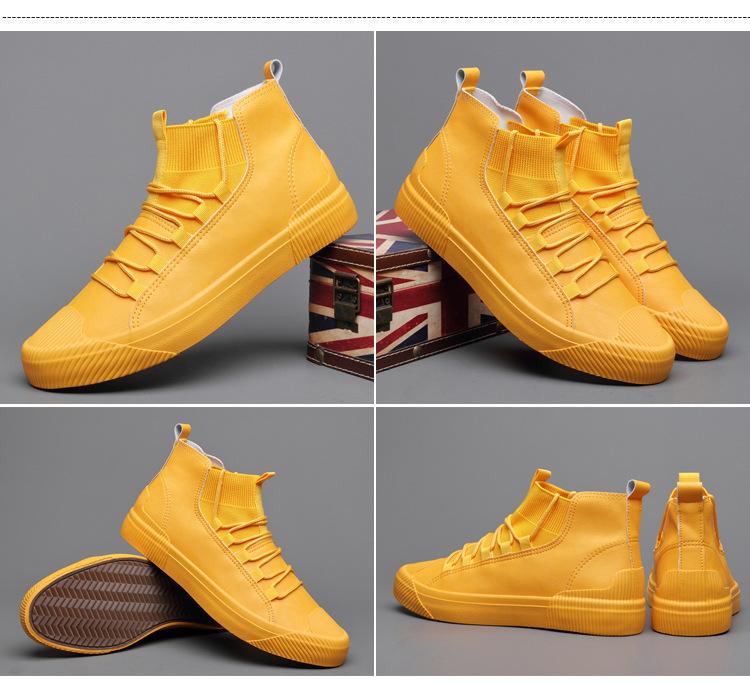 New fashion all-match lace up British trend high-top men's shoes