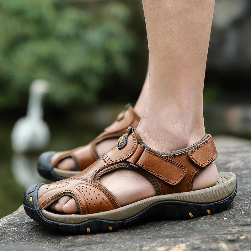 Men's Sandals Breathable Casual Shoes Leather Fashion Toe Beach Shoes