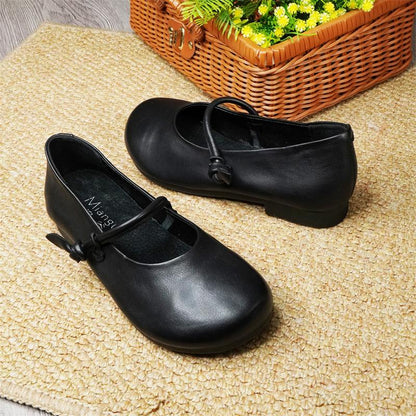 New Soft Leather Mid-heel Retro Soft-soled Shoes