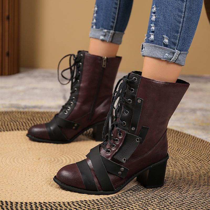 New retro ankle boots with thick heel