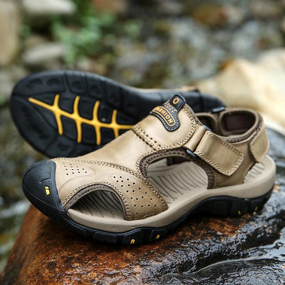 Men's Sandals Breathable Casual Shoes Leather Fashion Toe Beach Shoes