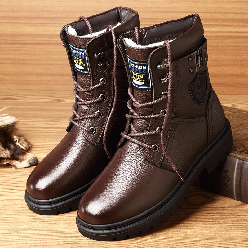 men's winter leather martin boots warm and non-slip