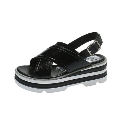 Summer new fashion comfortable platform cross strap flat shoes